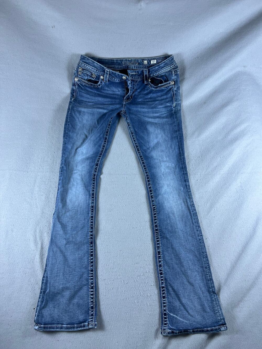 Miss Me Signature Bootcut Jeans Womens 31 Blue Low Rise Embellished Y2K Classic